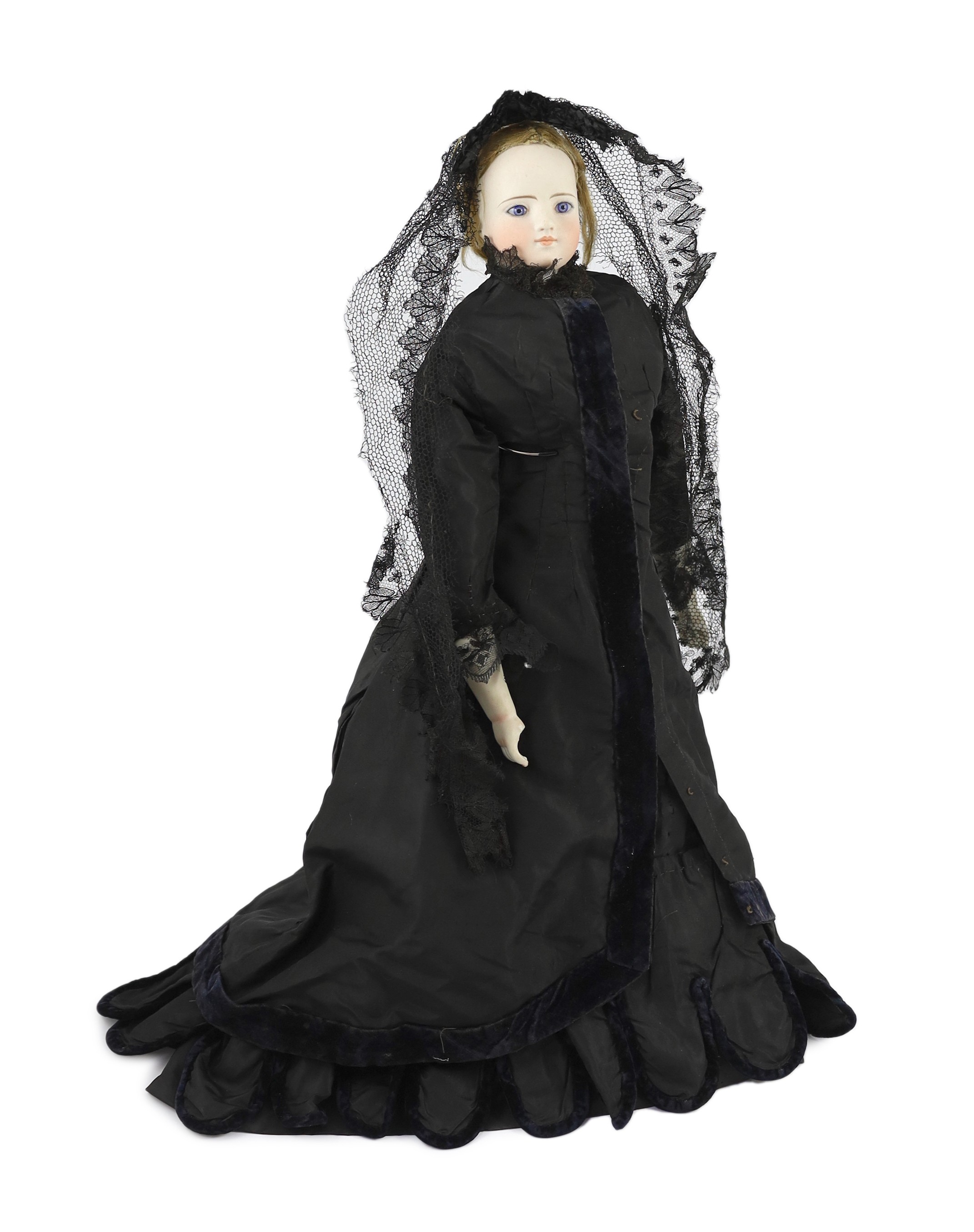 A Simon & Halbig swivel head bisque fashion doll, German head on French body, circa 1875